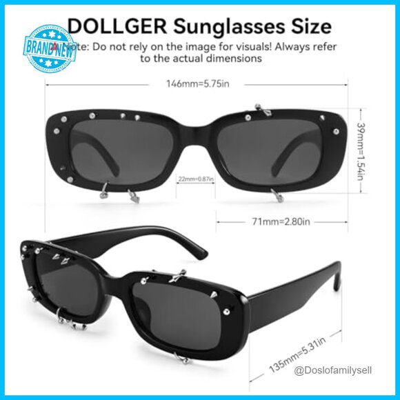Rectangle Sunglasses Y2K Punk Studded Rivets Square Frame Fashion Statement main image 3